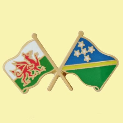 Image 0 of Wales Solomon Islands Crossed Country Flags Friendship Enamel Lapel Pin Set x 3