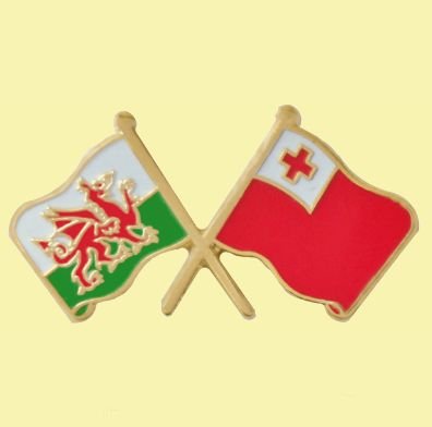 Image 0 of Wales Tonga Crossed Country Flags Friendship Enamel Lapel Pin Set x 3