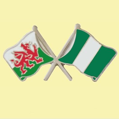 Image 0 of Wales Nigeria Crossed Country Flags Friendship Enamel Lapel Pin Set x 3