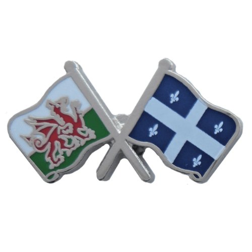 Image 1 of Wales Quebec Canada Crossed Flags Friendship Enamel Lapel Pin Set x 3