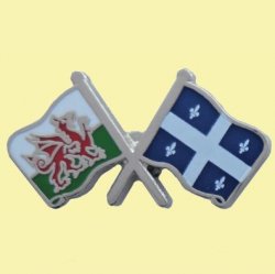 Wales Quebec Canada Crossed Flags Friendship Enamel Lapel Pin Set x 3
