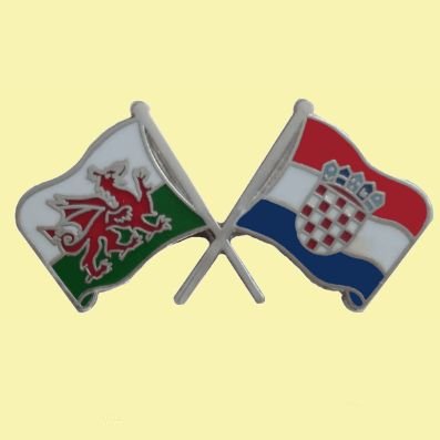 Image 0 of Wales Croatia Crossed Country Flags Friendship Enamel Lapel Pin Set x 3
