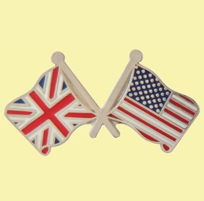 Image 0 of Union Jack United States Crossed Flags Friendship Enamel Lapel Pin Set x 3