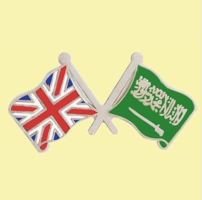 Image 0 of Union Jack Saudi Arabia Crossed Flags Friendship Enamel Lapel Pin Set x 3