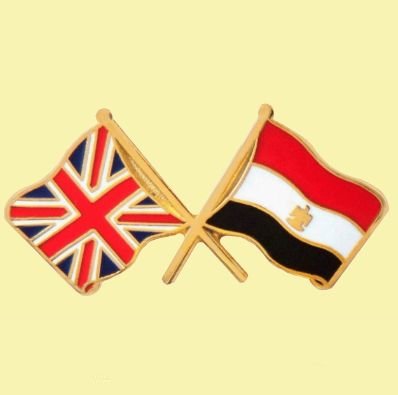 Image 0 of Union Jack Egypt Crossed Flags Friendship Enamel Lapel Pin Set x 3