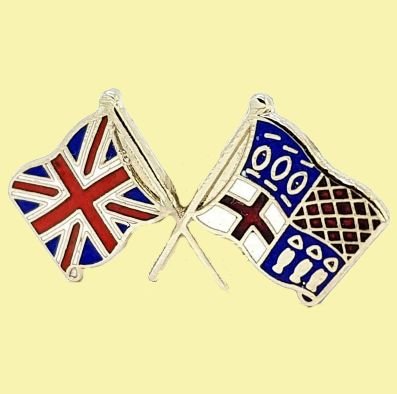 Image 0 of Union Jack Windermere Crossed Flags Friendship Enamel Lapel Pin Set x 3