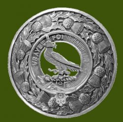 Boswell Clan Crest Thistle Round Stylish Pewter Clan Badge Plaid Brooch