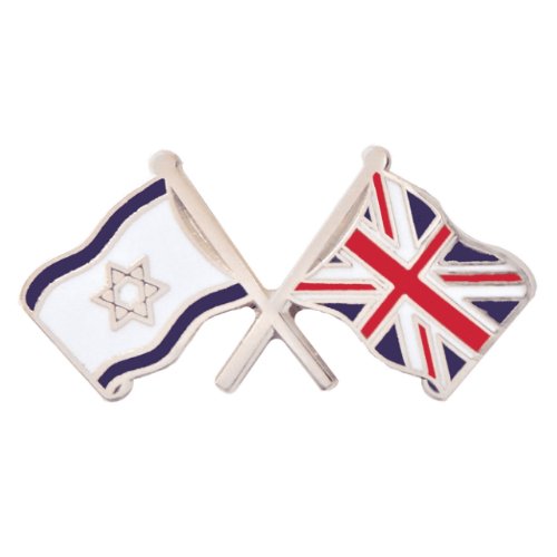 Image 1 of Israel Union Jack Crossed Flags Friendship Enamel Lapel Pin Set x 3