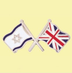 Israel Union Jack Crossed Flags Friendship Enamel Lapel Pin Set x 3