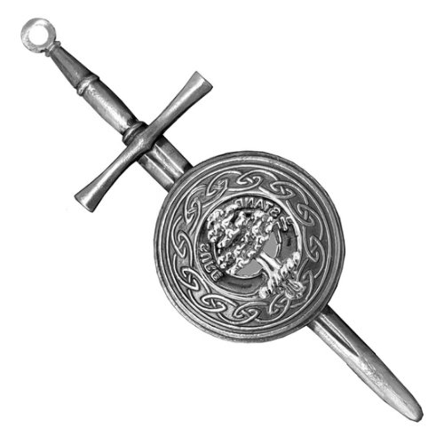 Image 1 of Anderson Clan Badge Sterling Silver Dirk Shield Large Clan Crest Kilt Pin