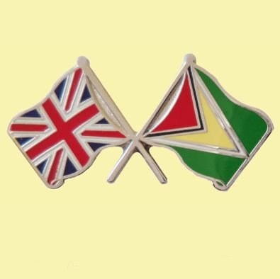 Image 0 of Union Jack Guyana Crossed Country Flags Friendship Enamel Lapel Pin Set x 3