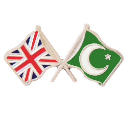 Image 1 of Union Jack Islam Star Crossed Flags Friendship Enamel Lapel Pin Set x 3
