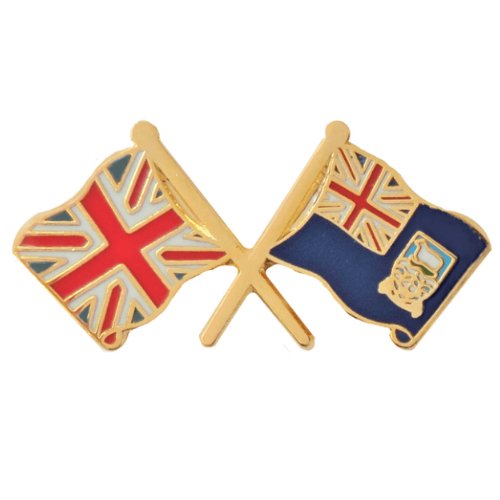 Image 1 of Union Jack Falkland Islands Crossed Flags Friendship Enamel Lapel Pin Set x 3