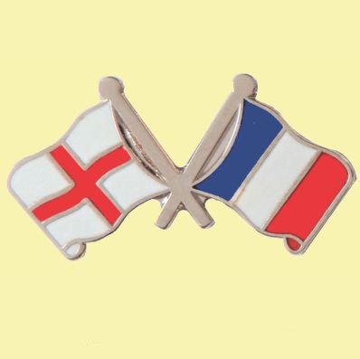 Image 0 of England France Crossed Country Flags Friendship Enamel Lapel Pin Set x 3