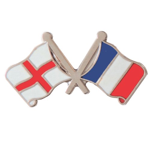 Image 1 of England France Crossed Country Flags Friendship Enamel Lapel Pin Set x 3