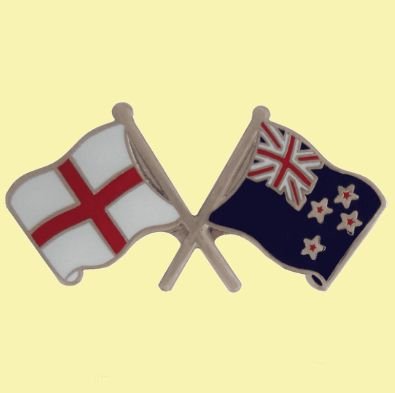 Image 0 of England New Zealand Crossed Country Flags Friendship Enamel Lapel Pin Set x 3