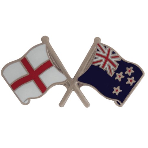 Image 1 of England New Zealand Crossed Country Flags Friendship Enamel Lapel Pin Set x 3