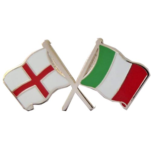 Image 1 of England Italy Crossed Country Flags Friendship Enamel Lapel Pin Set x 3