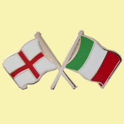 England Italy Crossed Country Flags Friendship Enamel Lapel Pin Set x 3