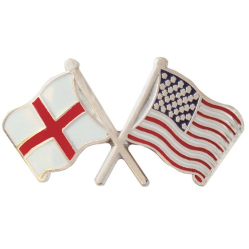 Image 1 of England United States Crossed Country Flags Friendship Enamel Lapel Pin Set x 3