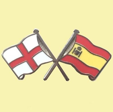 Image 0 of England Spain Crossed Country Flags Friendship Enamel Lapel Pin Set x 3
