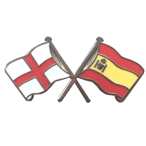 Image 1 of England Spain Crossed Country Flags Friendship Enamel Lapel Pin Set x 3