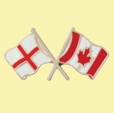 Image 0 of England Canada Crossed Country Flags Friendship Enamel Lapel Pin Set x 3