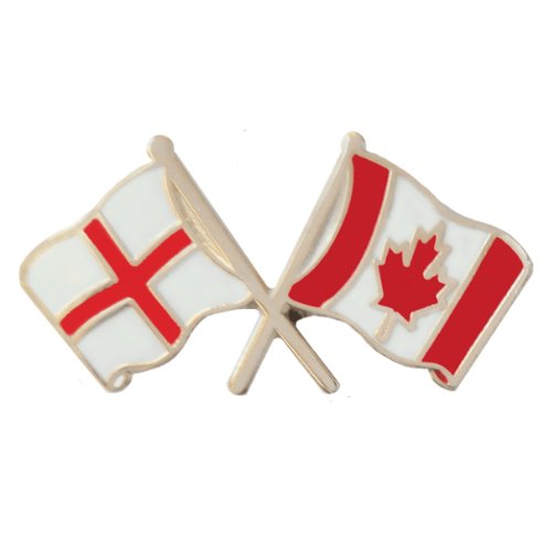 Image 1 of England Canada Crossed Country Flags Friendship Enamel Lapel Pin Set x 3