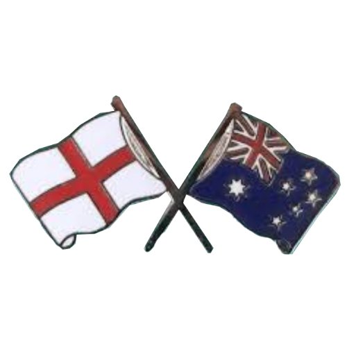 Image 1 of England Australia Crossed Country Flags Friendship Enamel Lapel Pin Set x 3