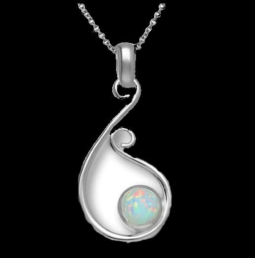 Image 0 of Flourish White Opal Sterling Silver Pendant