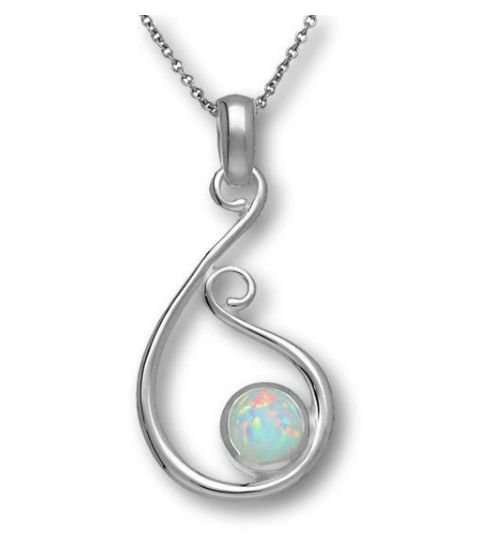 Image 1 of Flourish White Opal Sterling Silver Pendant