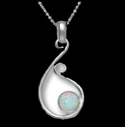 Flourish White Opal Sterling Silver Pendant