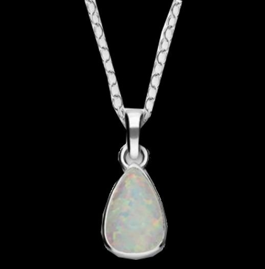 Image 0 of Sahara Sunset Teardrop White Opal Small Sterling Silver Pendant