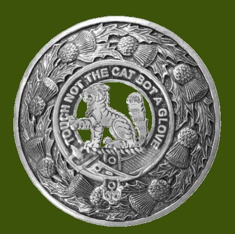 Image 0 of Gow Clan Crest Thistle Round Stylish Pewter Clan Badge Plaid Brooch
