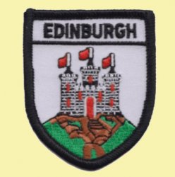 Scotland Edinburgh Castle White Shield Places Embroidered Cloth Patch Set x 3