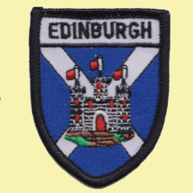 Image 0 of Scotland Edinburgh Castle Saltire Shield Places Embroidered Cloth Patch Set x 3