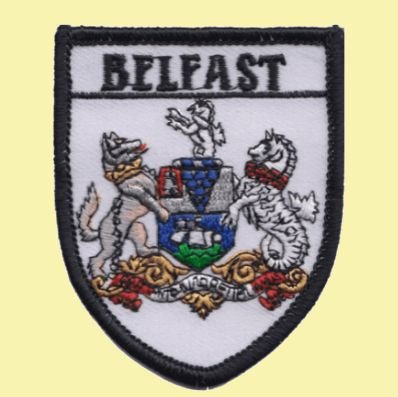 Image 0 of Northern Ireland Belfast Shield Places Embroidered Cloth Patch Set x 3