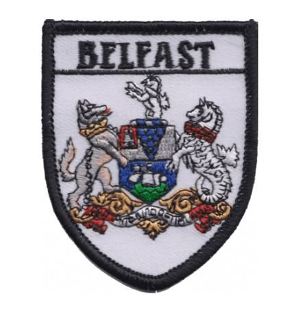 Image 1 of Northern Ireland Belfast Shield Places Embroidered Cloth Patch Set x 3