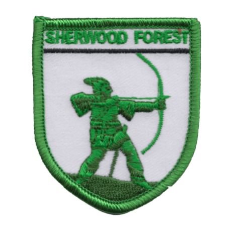 Image 1 of Sherwood Forest Robin Hood Shield Places Embroidered Cloth Patch Set x 3