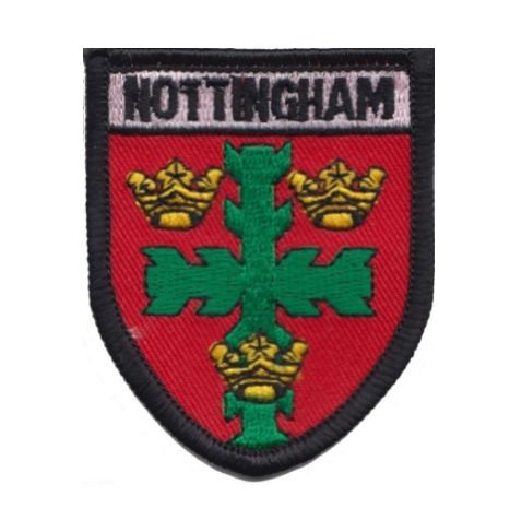 Image 1 of Nottingham Coat Of Arms Shield Places Embroidered Cloth Patch Set x 3