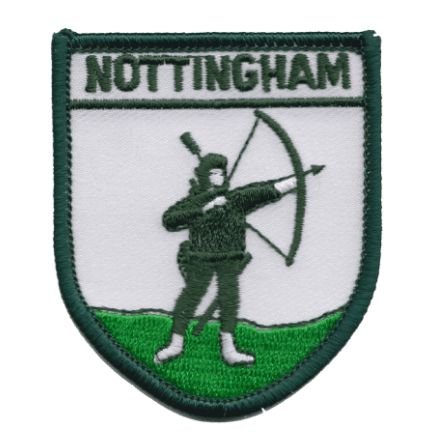 Image 1 of Nottingham Robin Hood Shield Places Embroidered Cloth Patch Set x 3