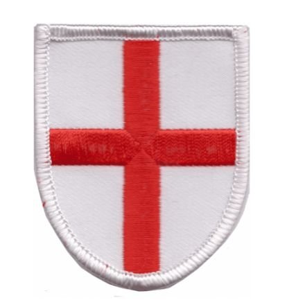 Image 1 of St George Cross White Background Shield Places Embroidered Cloth Patch Set x 3