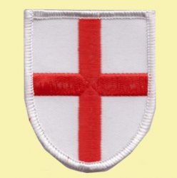 St George Cross White Background Shield Places Embroidered Cloth Patch Set x 3