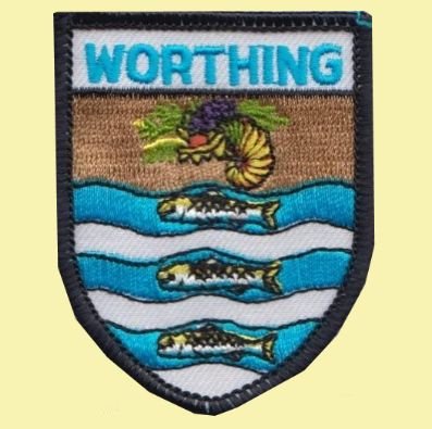 Image 0 of United Kingdom Worthing West Sussex Shield Places Embroidered Cloth Patch Set 3