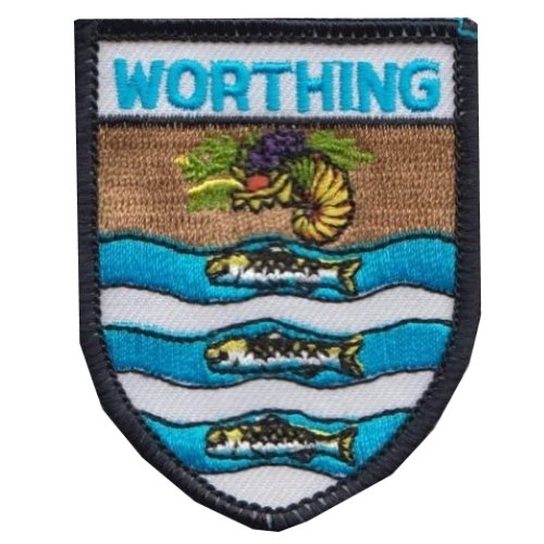 Image 1 of United Kingdom Worthing West Sussex Shield Places Embroidered Cloth Patch Set 3