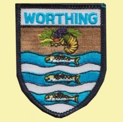 United Kingdom Worthing West Sussex Shield Places Embroidered Cloth Patch Set 3