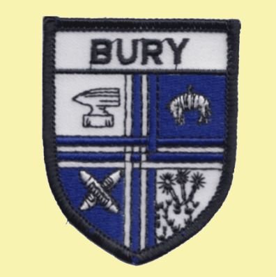 Image 0 of United Kingdom Bury Shield Places Embroidered Cloth Patch Set x 3