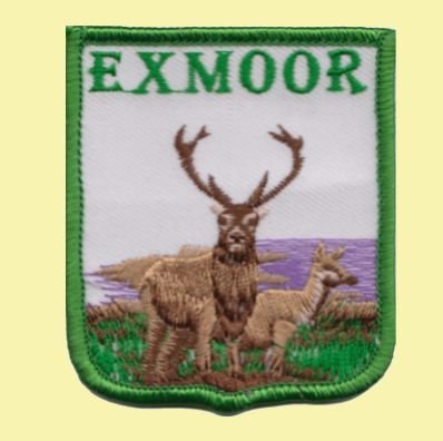 Image 0 of United Kingdom Exmoor Shield Places Embroidered Cloth Patch Set x 3