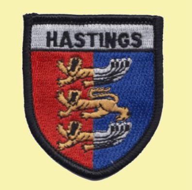 Image 0 of United Kingdom Hastings Shield Places Embroidered Cloth Patch Set x 3