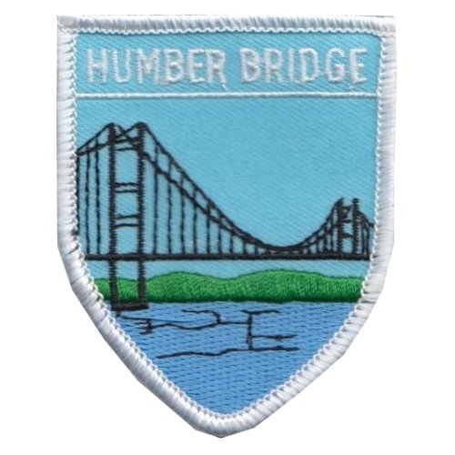Image 1 of United Kingdom Humber Bridge Shield Places Embroidered Cloth Patch Set x 3